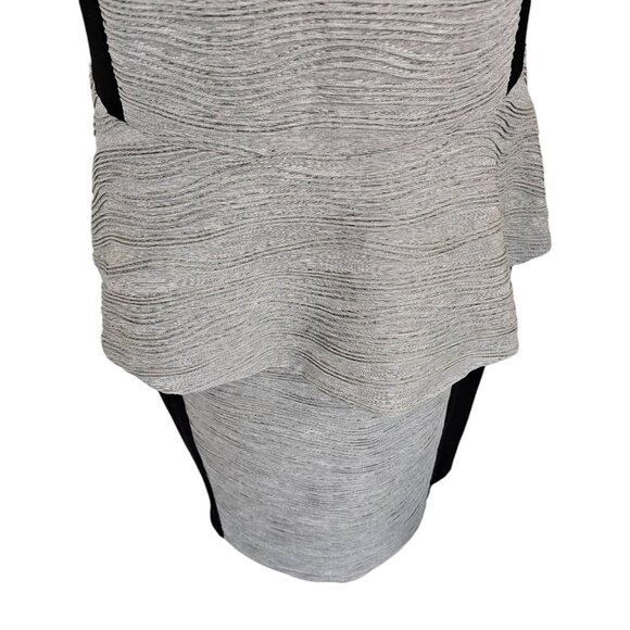 Joseph Ribkoff Grey Ribbed Detail and Black Paneling Dress Sz 14 - Picture 3 of 7